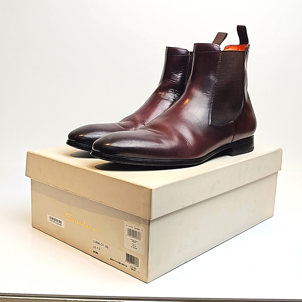 Santoni Dark Brown Chelsea Boots Size 11